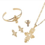 Ethiopian Jewelry Pendant Necklace Chain Earrings Bangle Ring Set Coptic Crosses African Cross