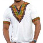 HaoDong Mens African Shirts Printed Dashiki V Neck Tees Short Sleeve T Shirts
