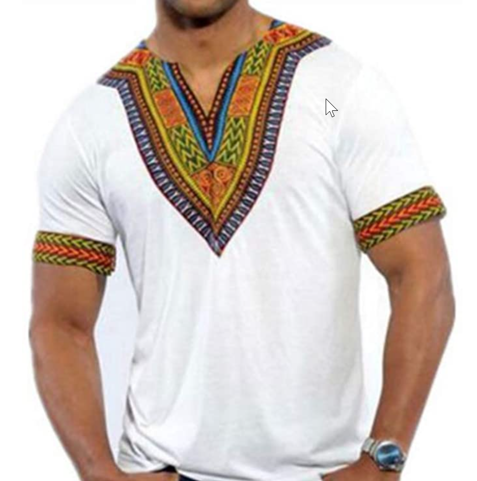 GRMO Men Short Sleeve African Fribal Print Round Neck Dashiki T-Shirt Tee 